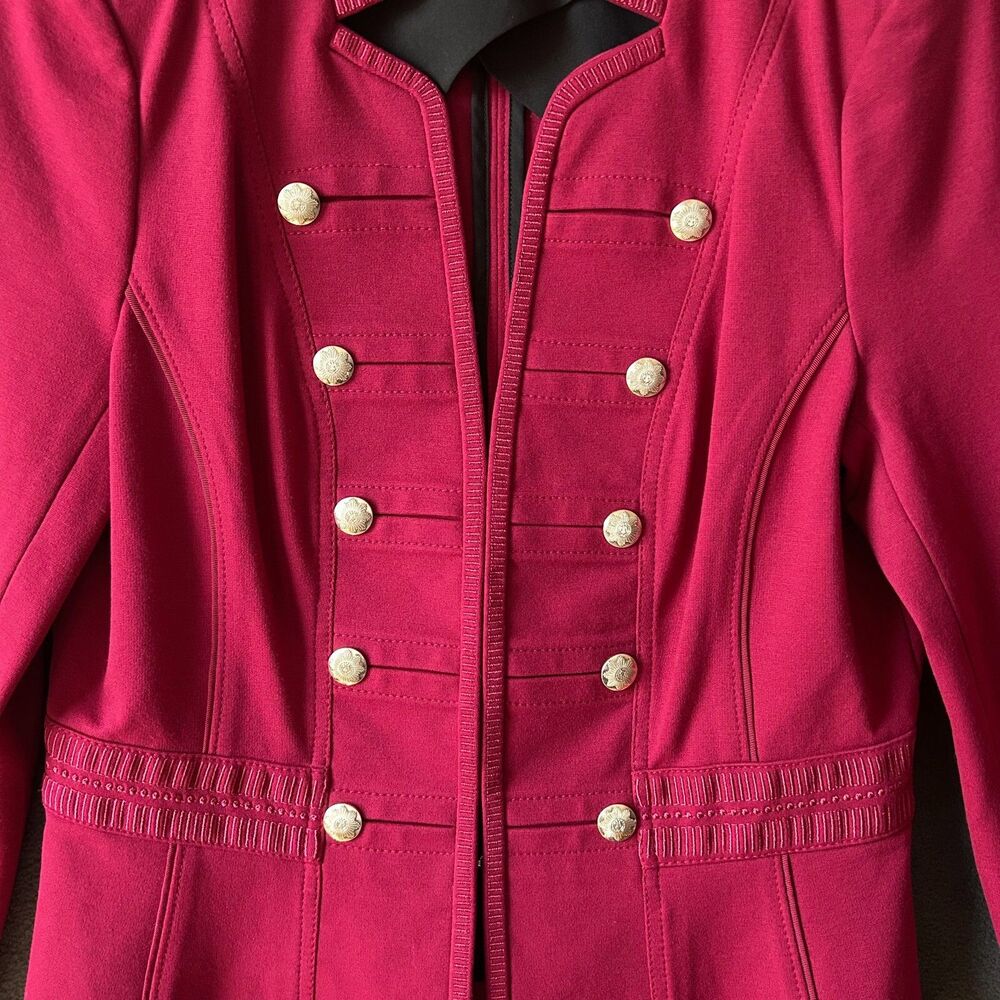 Red Military Jacket Womens 10 Structured Peplum Button White House Black Market - Picture 6 of 13